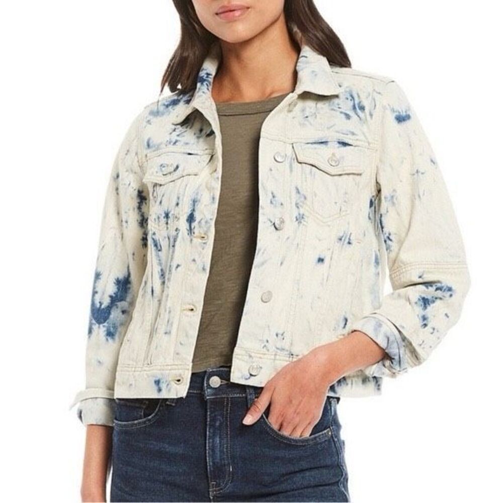 Free People woman’s XS Rumors Jones Tie Dye acid wash Blue Denim Jean Jacket